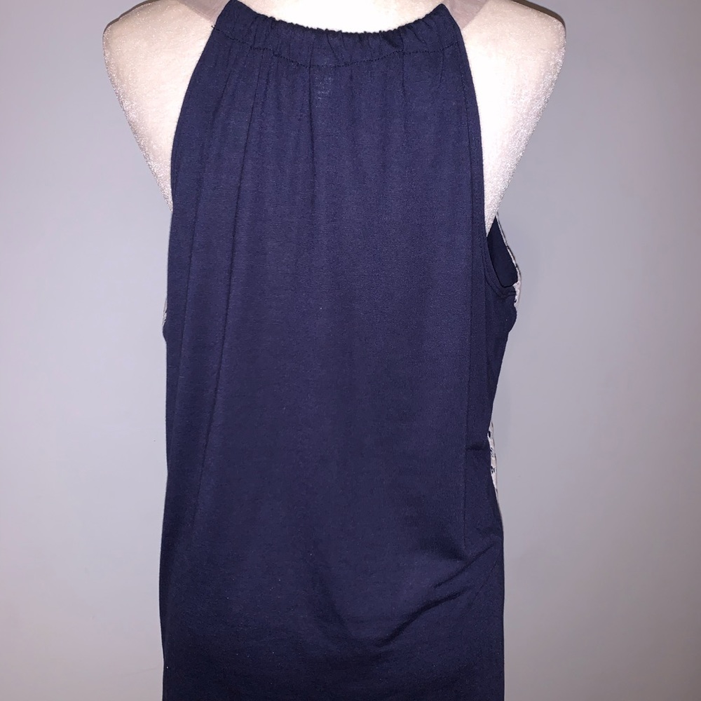 Mixed Material Xhilaration Navy Lace Tank Top XL - Picture 2 of 5
